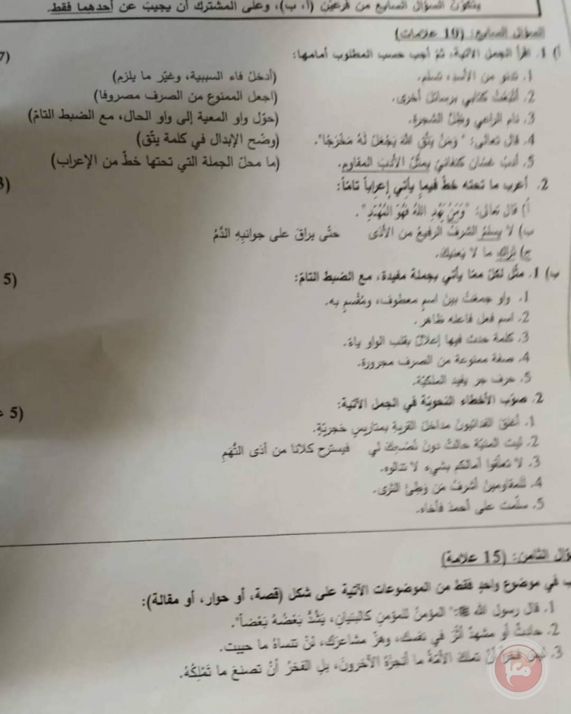 امتحان الثانوية العامة خصص للمميزين ولم يراع الفروق الفردية للطلبة