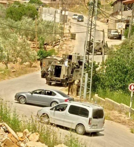 The occupation forces arrest a girl at the entrance to Deir Istiya, west of Salfit