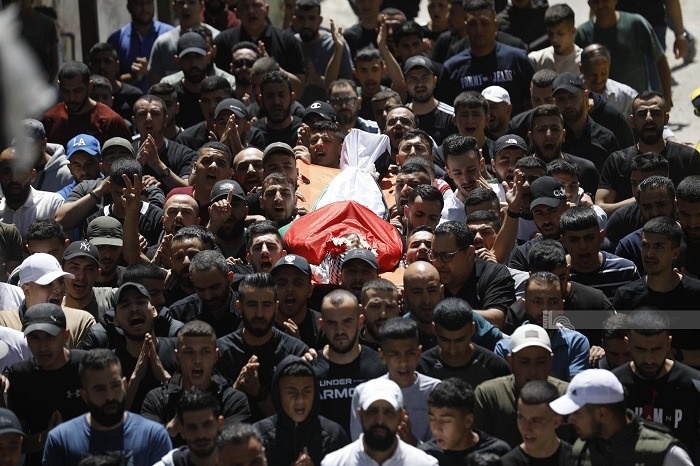 The funeral of the martyr Wajih Al-Ramahi in Al-Bireh