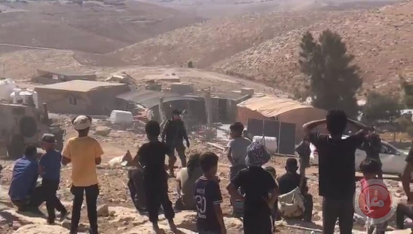 The occupation strikes Umm Al-Khair again, destroying residential facilities, a water network, and solar cells