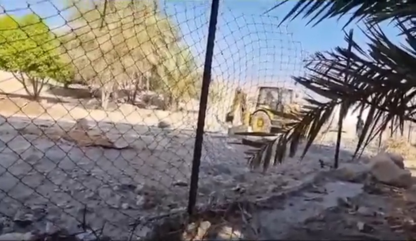 Settlers carry out excavation works next to Arab al-Ka'abneh Elementary School