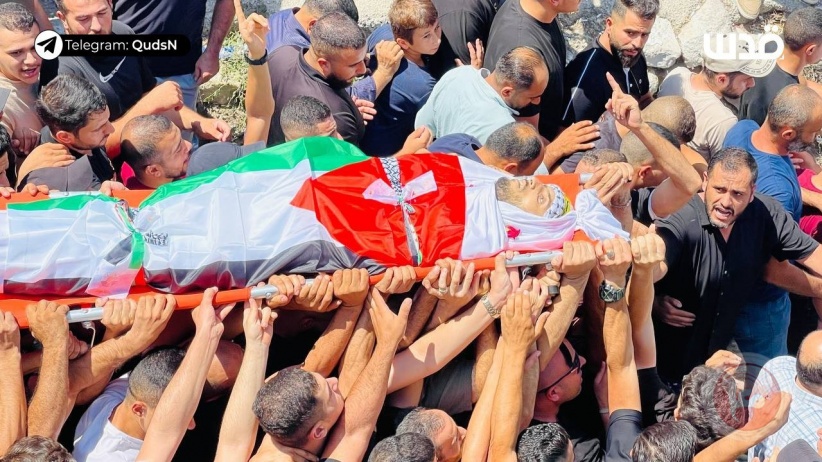 Funeral of martyr Rashid Sedda in the village of Jit, east of Qalqilya