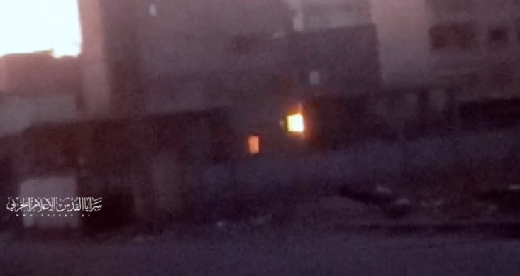 A booby-trapped house was blown up after Israeli soldiers took refuge inside it, east of Jabalia camp.