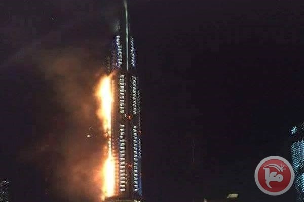 حريق هائل في فندق مجاور لبرج خليفة بدبي